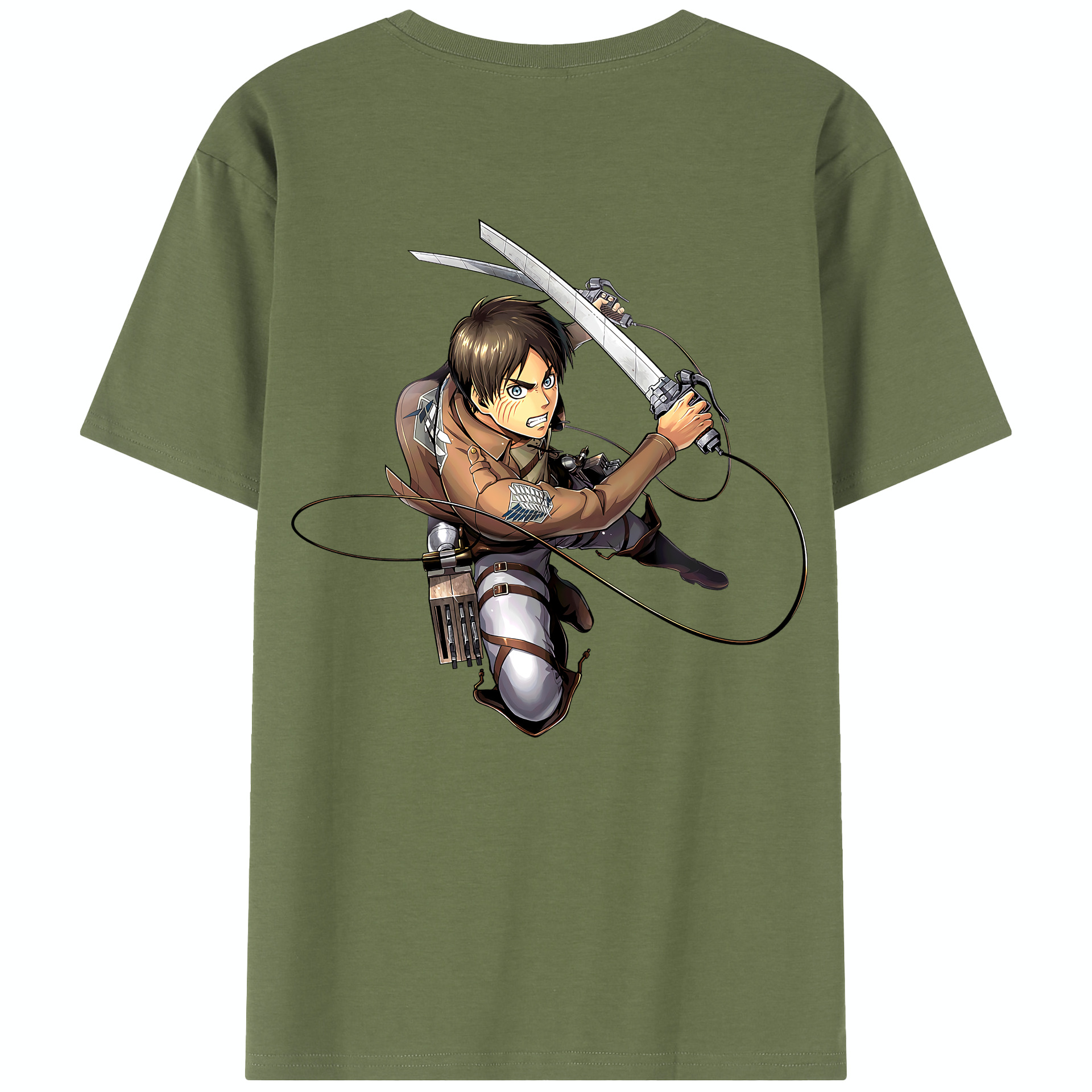 （画像用） 進撃の巨人 エレン･イェーガー Attack on Titan Eren Jäger 綿100％半袖Tシャツ（背面プリント）